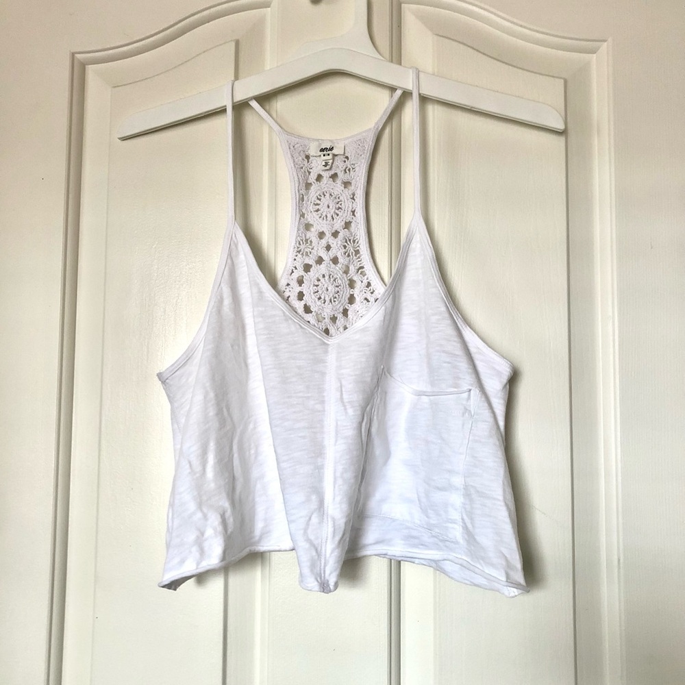 NWOT aerie White Crochet Racerback Camisole Tank